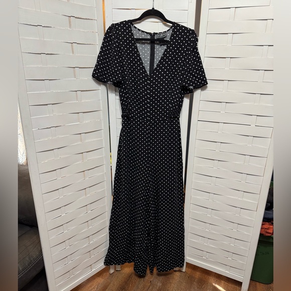 My Street Pants - My Street Elegant Black & White Polka Dot Jumpsuit